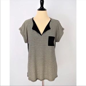 Chelsea and Theodore striped white and black t shirt